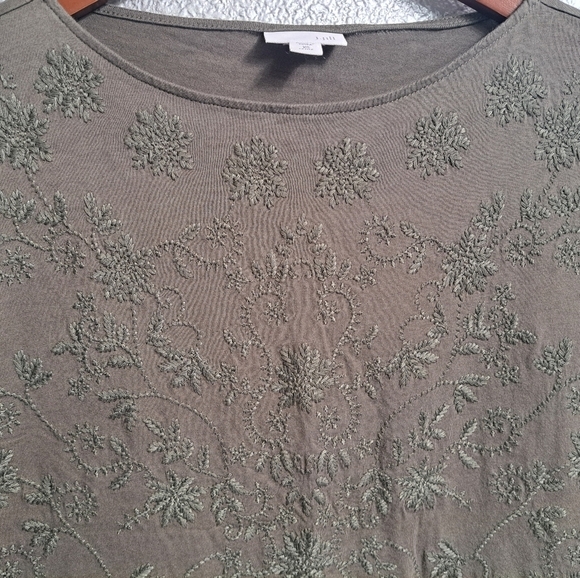 J. Jill Embroidered Olive Green Shirt  Size XS - Picture 7 of 10